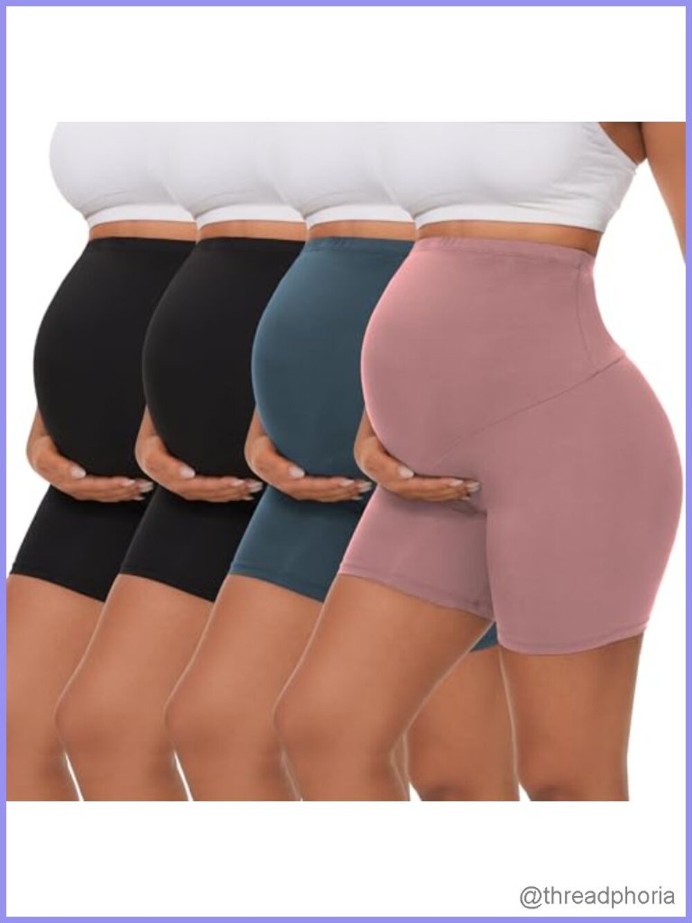 4 Pack Maternity Yoga Shorts High Rise Biker Style Over Belly Support